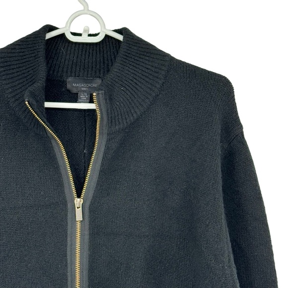 *Magaschoni Man Large Black Acrylic/Polyester/Wool/Nylon/Span Full Zip Sweater - Picture 3 of 10